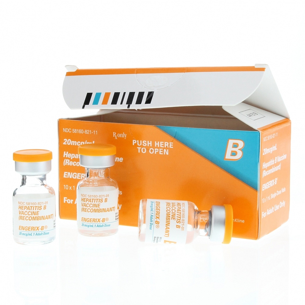 Engerix Hepatitis B Vaccine Adult 20 mcg/mL 1 mL SDV, 10/Pk