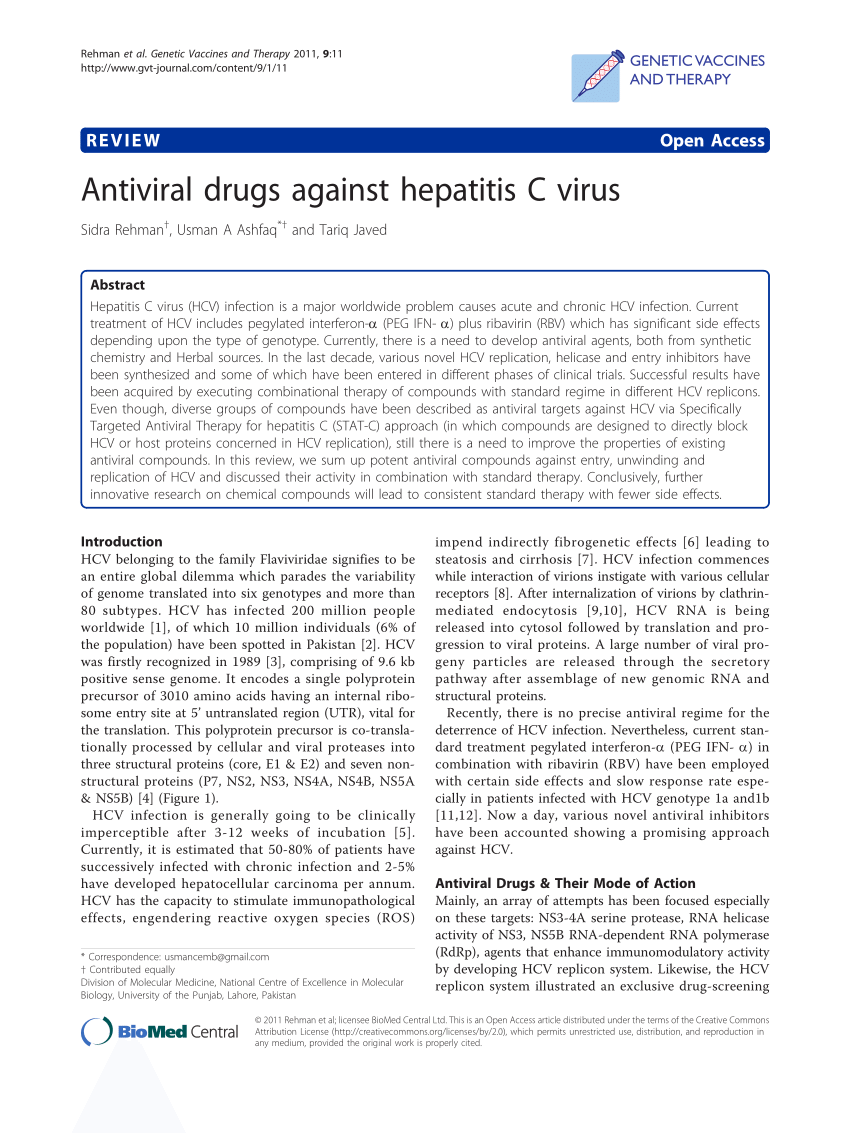 (PDF) Antiviral drugs against Hepatitis C Virus